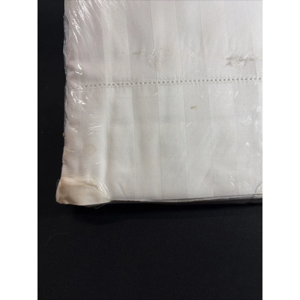 Vintage WestPoint Utica Premium Fitted Sheet Waterbed King WKG White Stripe NWT